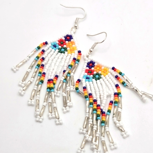 Jewelry - Vibrant Multicolor Beaded Fringe Earrings